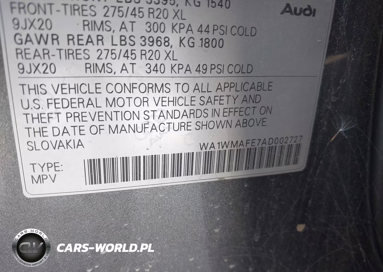 2010 Audi Q7 3.0 Tdi Premium VIN:WA1WMAFE7AD002727 - 9