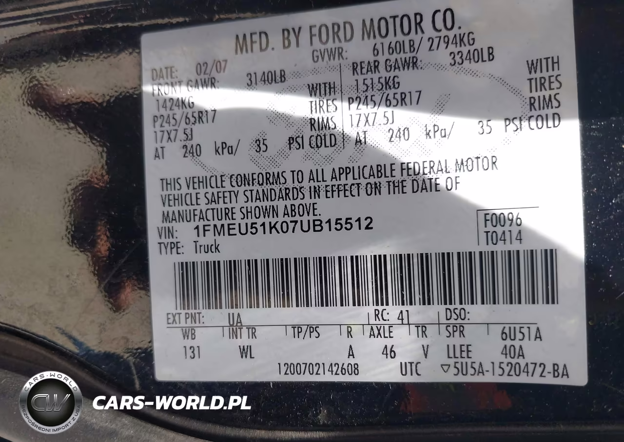 2007 Ford Explorer Sport Trac Xlt VIN:1FMEU51K07UB15512 - 9