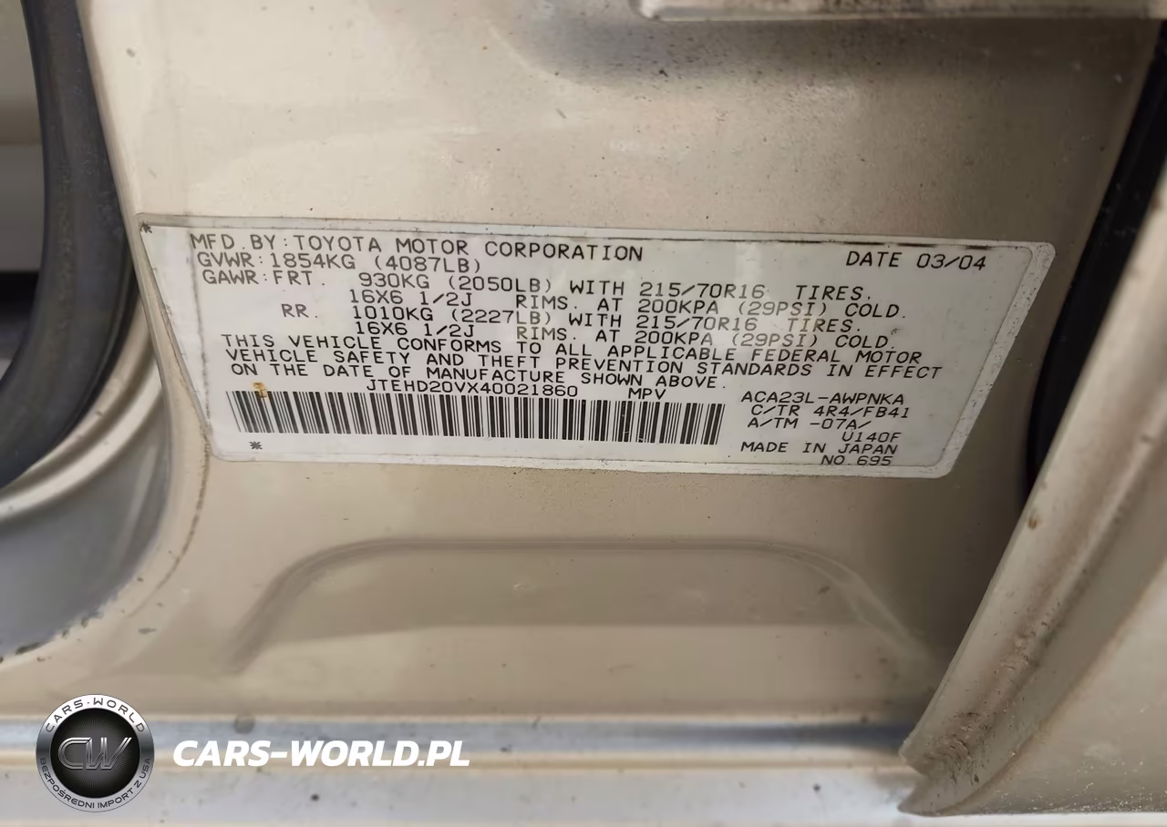 2004 Toyota Rav4 VIN:JTEHD20VX40021860 - 9
