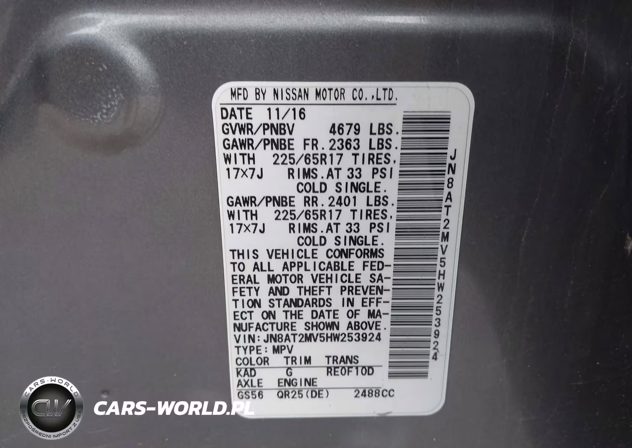 2017 Nissan Rogue Sv VIN:JN8AT2MV5HW253924 - 9