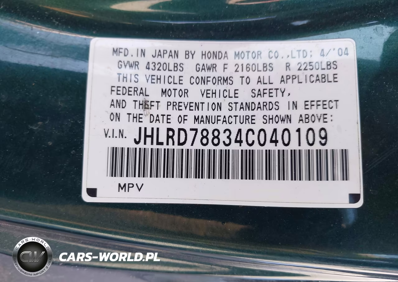 2004 Honda Cr-V Ex VIN:JHLRD78834C040109 - 9