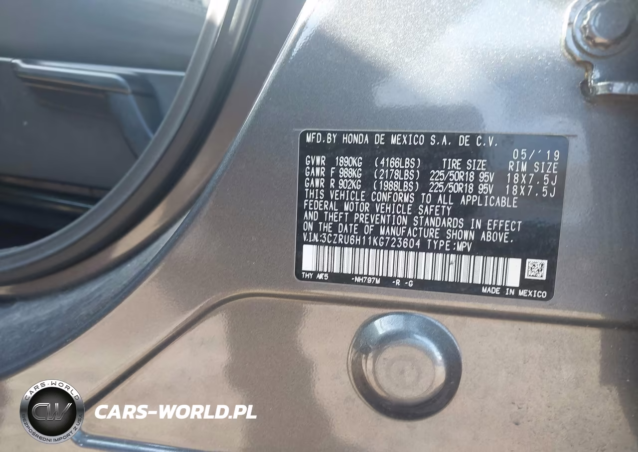 2019 Honda Hr-V Sport VIN:3CZRU6H11KG723604 - 9