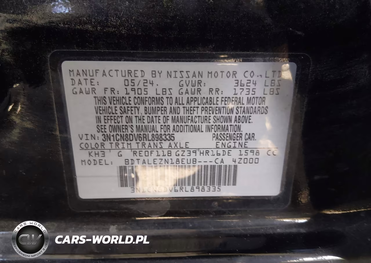 2024 Nissan Versa 1.6 S VIN:3N1CN8DV6RL898335 - 9