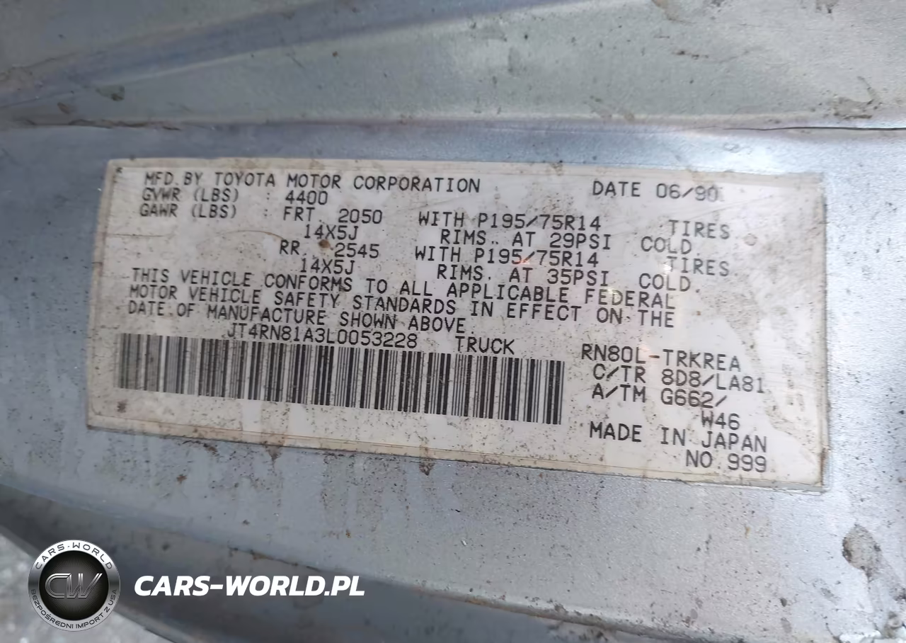 1990 Toyota Pickup 1-2 Ton Short Wheelbase VIN:JT4RN81A3L0053228 - 9