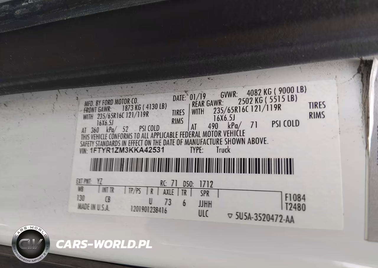 2019 Ford Transit-250 VIN:1FTYR1ZM3KKA42531 - 9