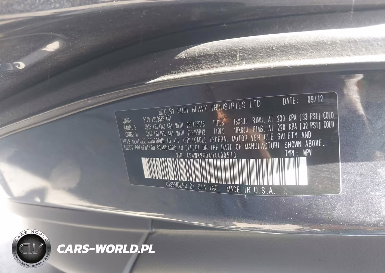 2013 Subaru Tribeca 3.6R Limited VIN:4S4WX9GD4D4400513 - 9