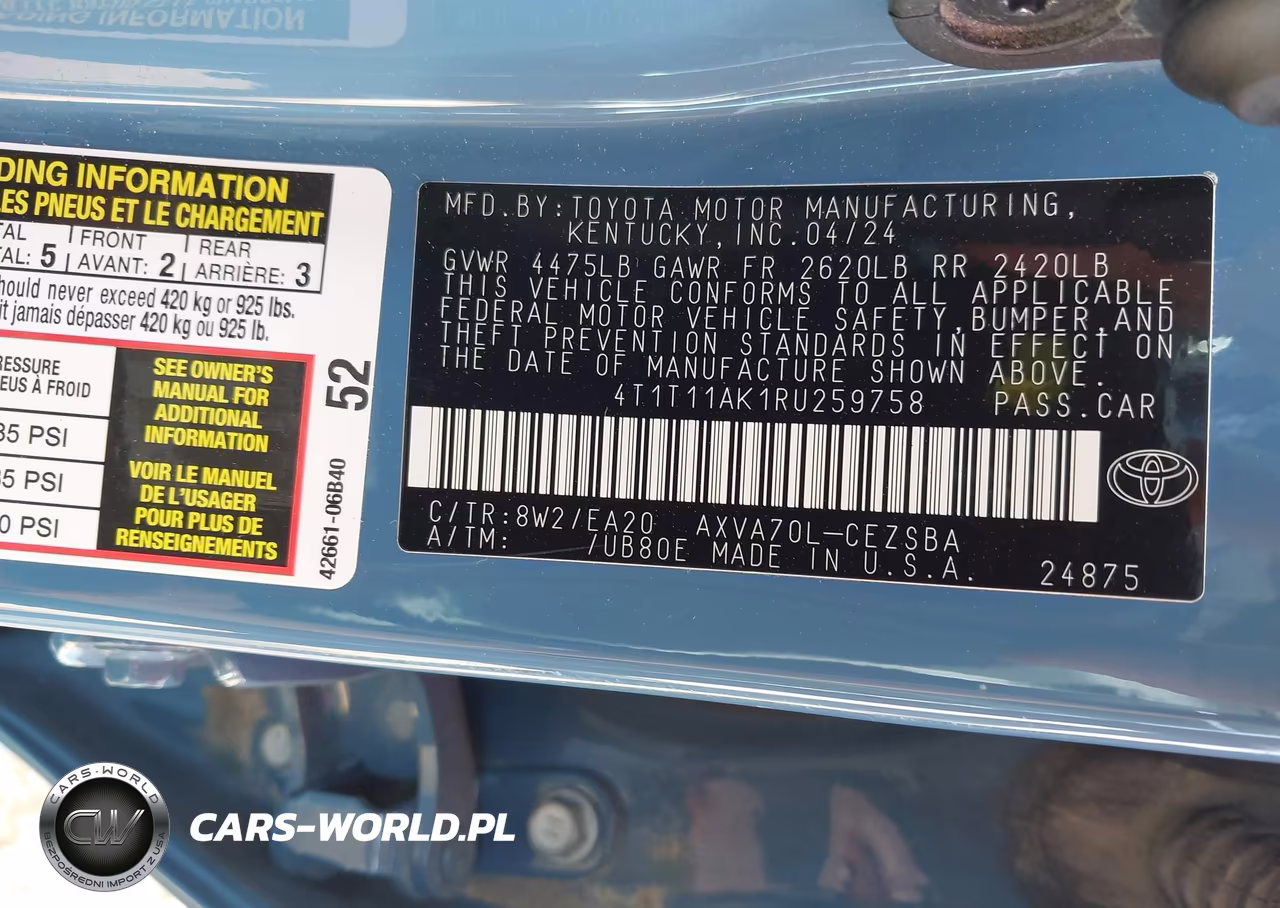 2024 Toyota Camry Se VIN:4T1T11AK1RU259758 - 9