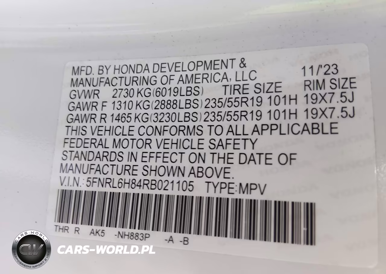2024 Honda Odyssey Touring VIN:5FNRL6H84RB021105 - 9
