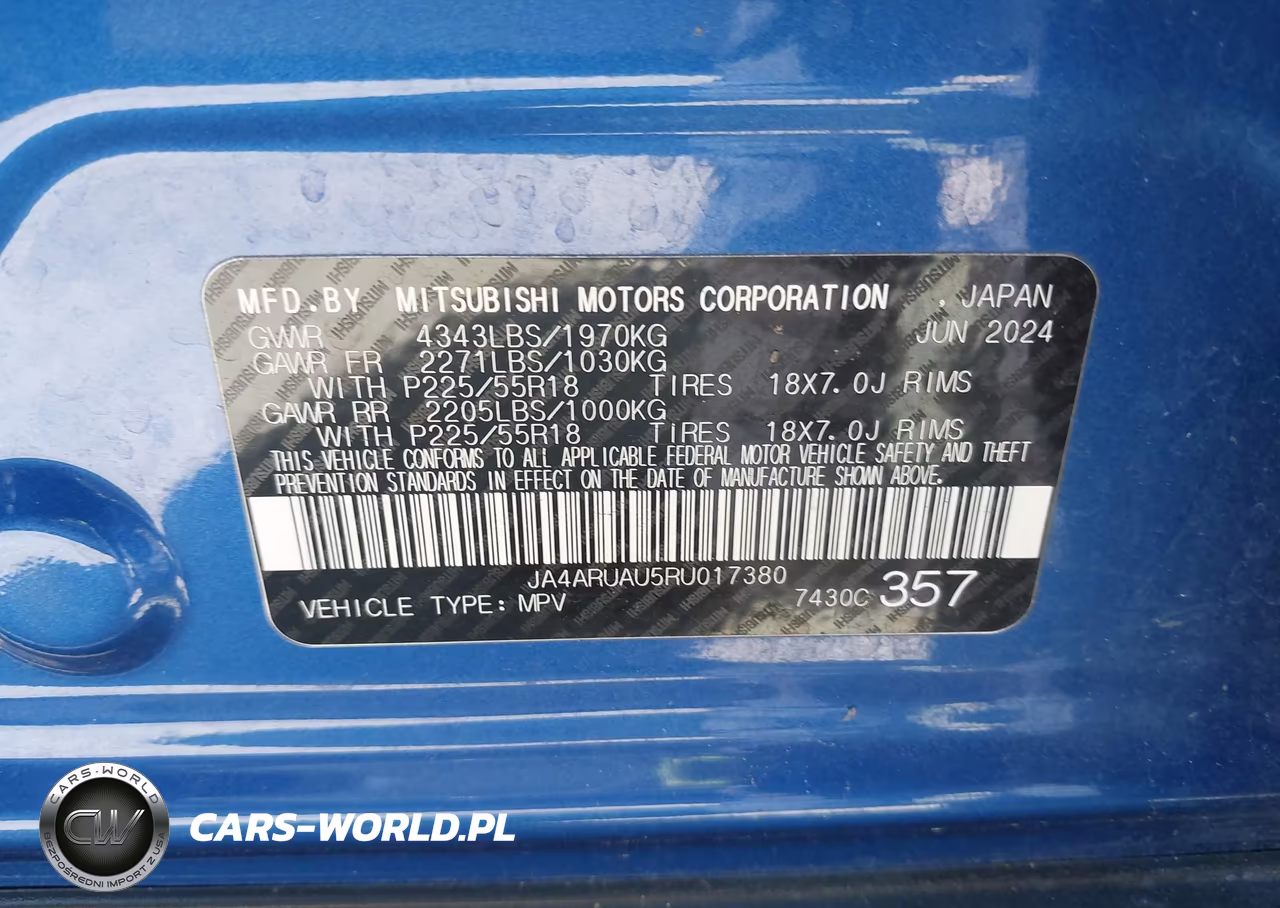 2024 Mitsubishi Outlander Sport 2.0 Es Awc-2.0 Le Awc-2.0 Ralliart Awc-2.0 S Awc-2.0 Se Awc-2.0 Trail Edition Awc VIN:JA4ARUAU5RU017380 - 9
