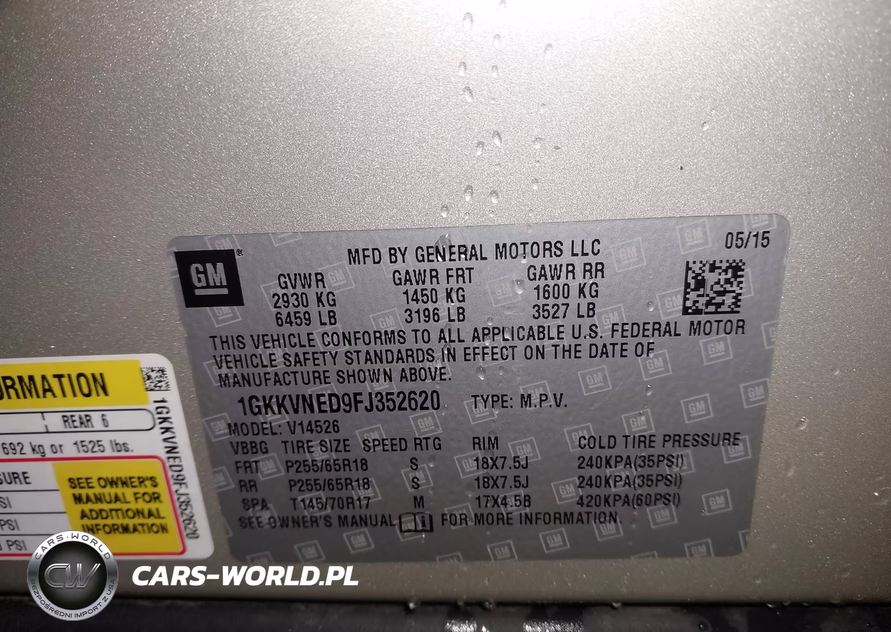 2015 GMC Acadia Sle-1 VIN:1GKKVNED9FJ352620 - 9