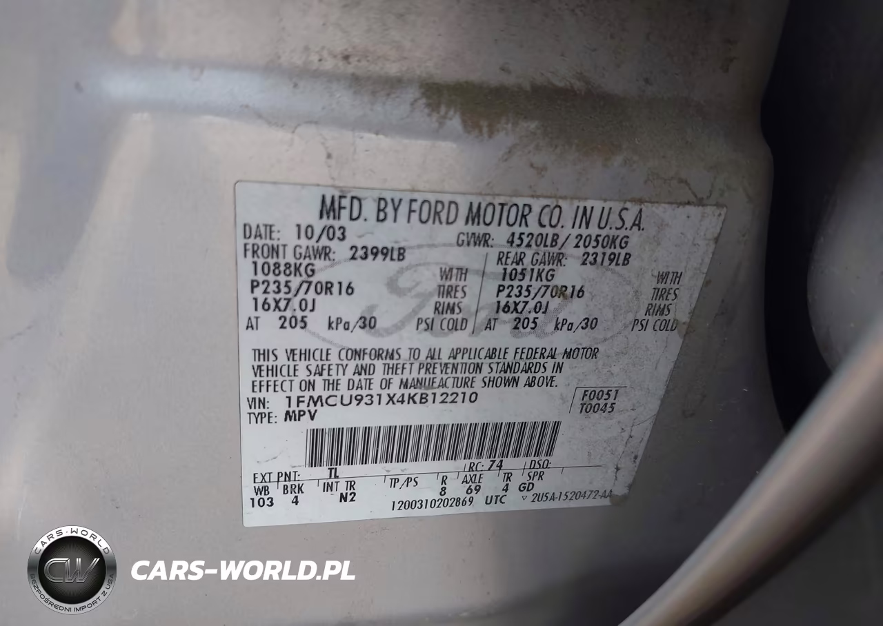 2004 Ford Escape Xlt VIN:1FMCU931X4KB12210 - 9