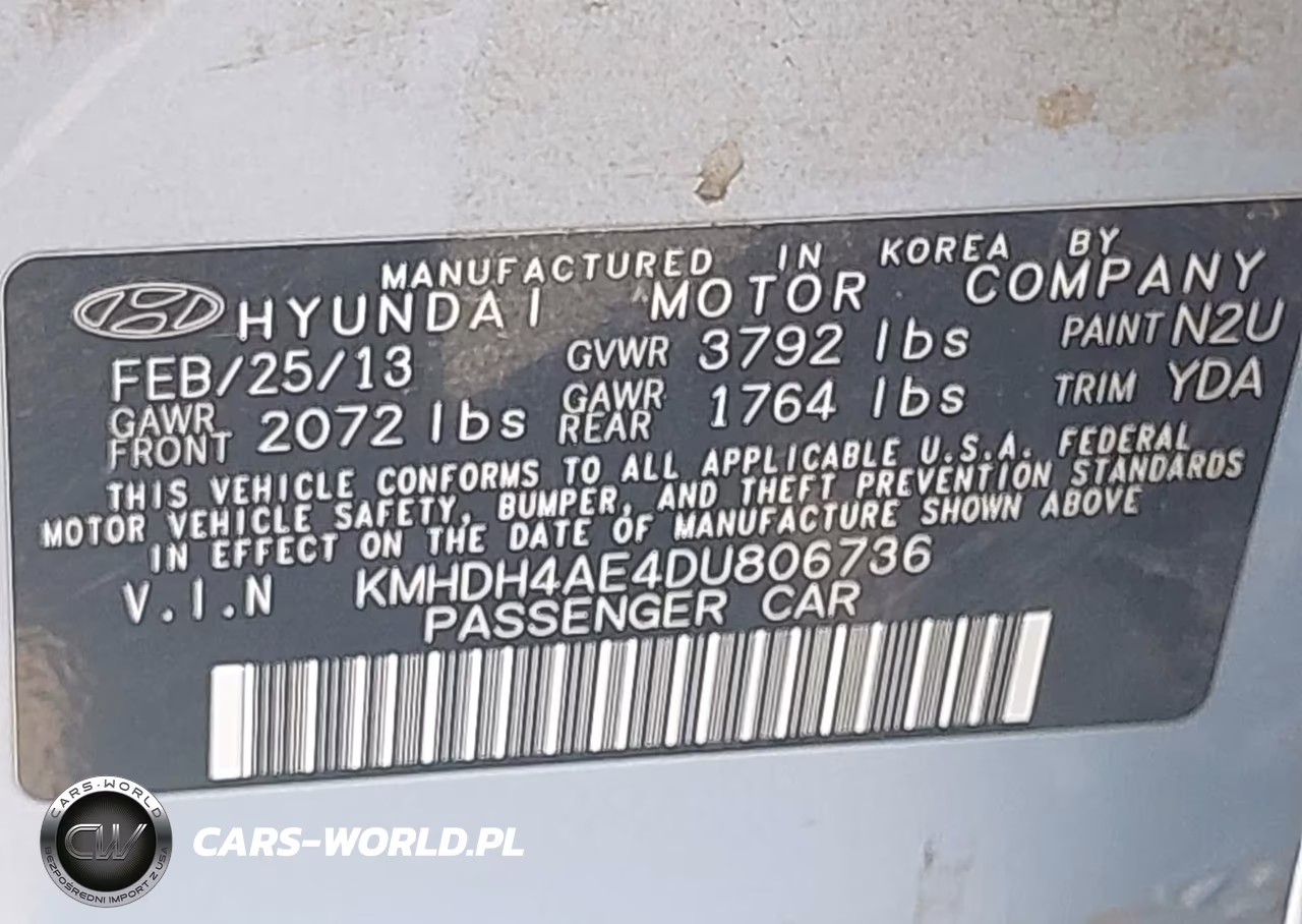 2013 Hyundai Elantra Gls VIN:KMHDH4AE4DU806736 - 9