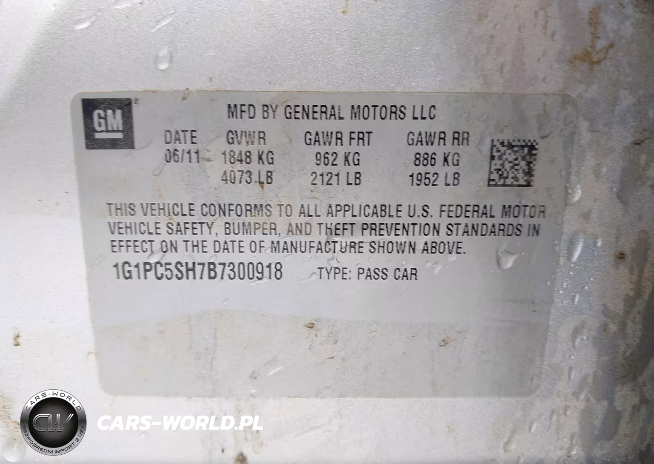 2011 Chevrolet Cruze Ls VIN:1G1PC5SH7B7300918 - 9