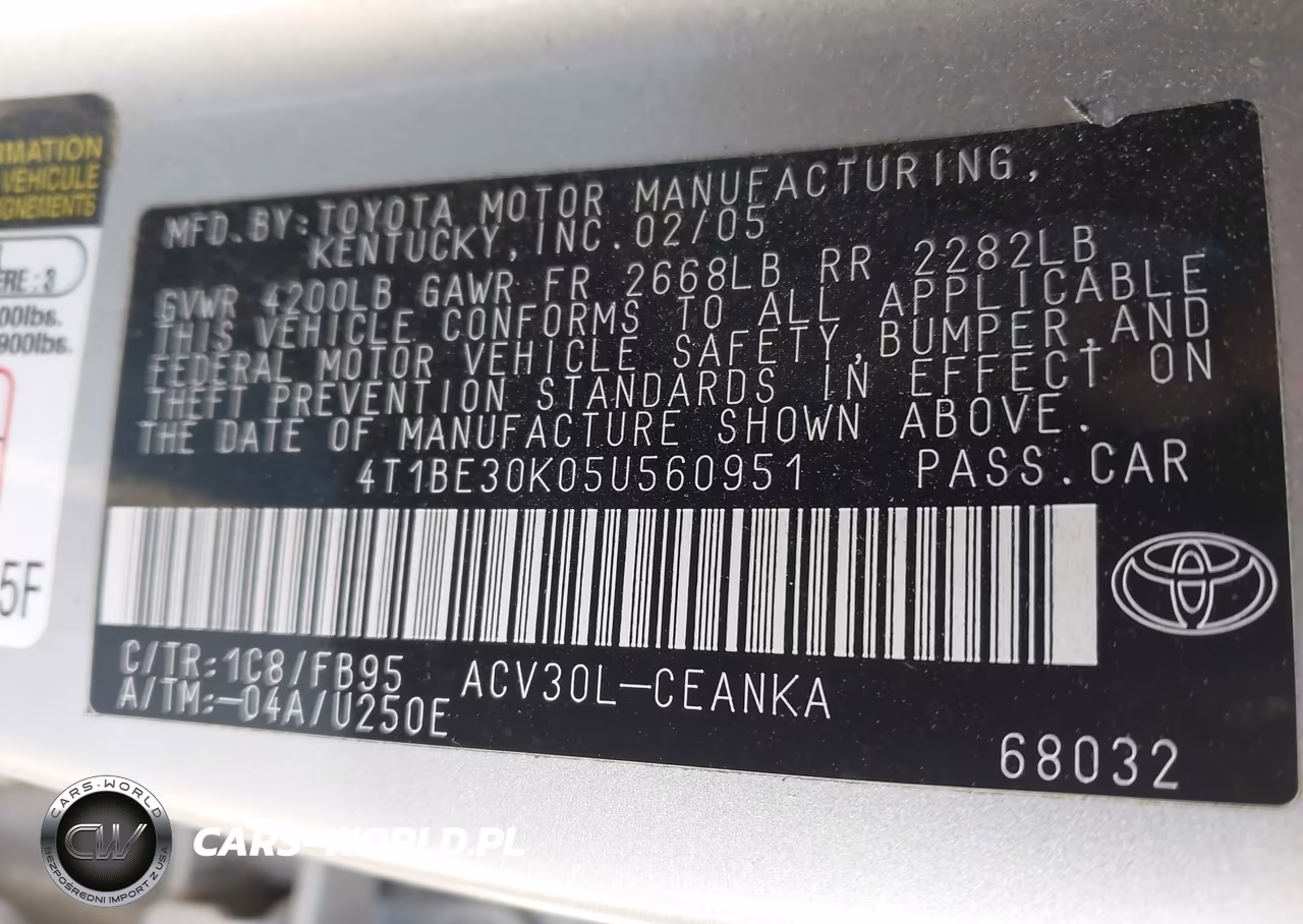 2005 Toyota Camry Le VIN:4T1BE30K05U560951 - 9