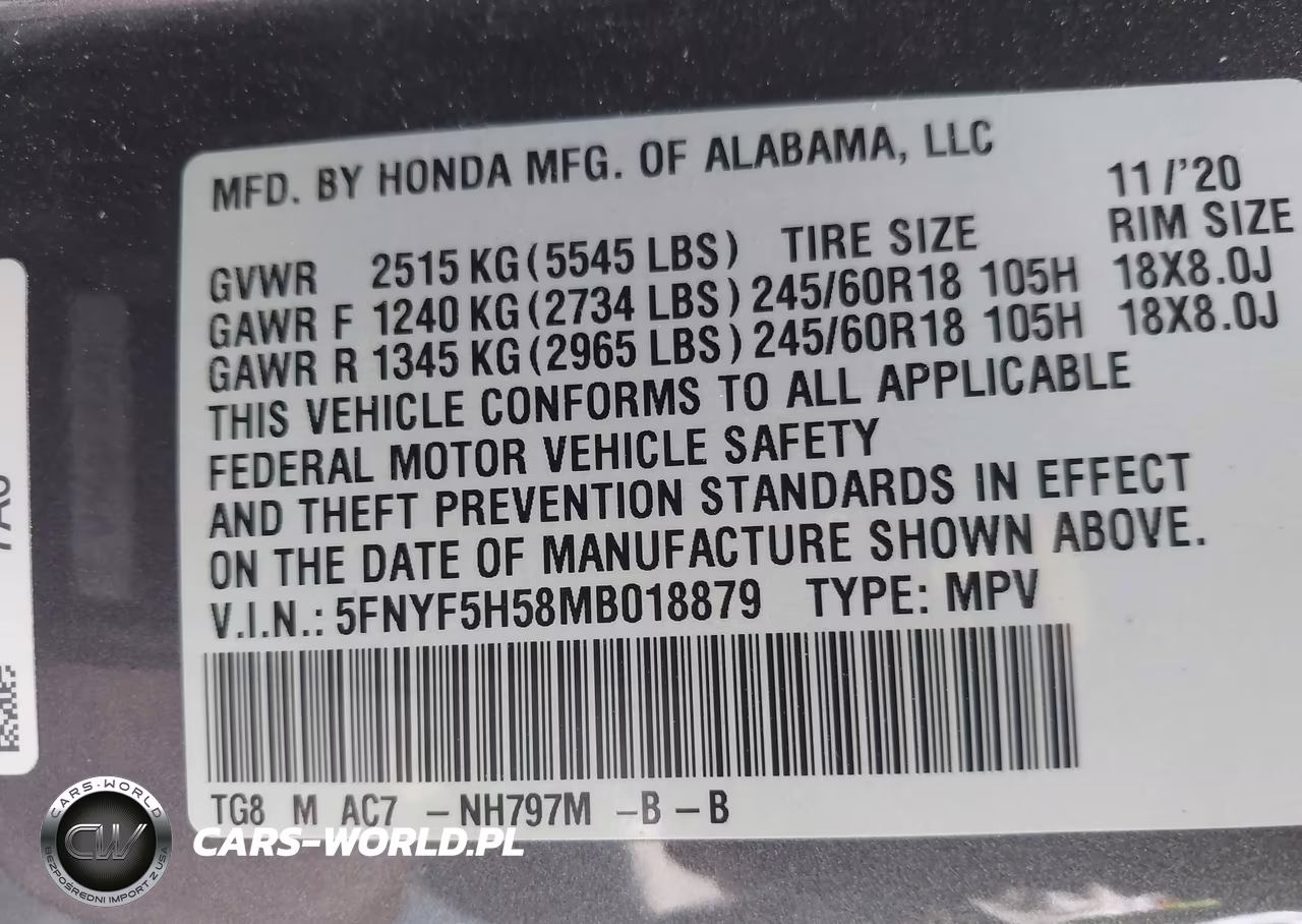 2021 Honda Pilot 2Wd Ex-L VIN:5FNYF5H58MB018879 - 9