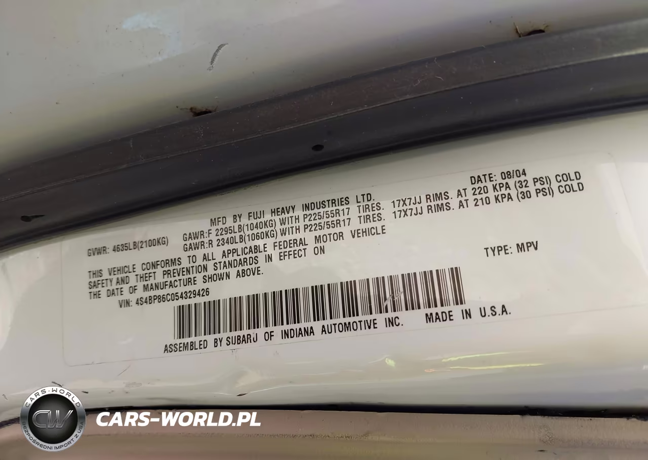 2005 Subaru Outback 3.0R L.l. Bean Edition VIN:4S4BP86C054329426 - 9