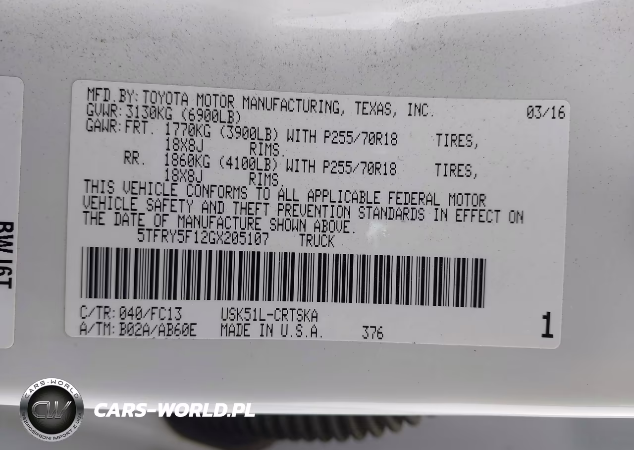 2016 Toyota Tundra Sr5 5.7L V8 VIN:5TFRY5F12GX205107 - 9
