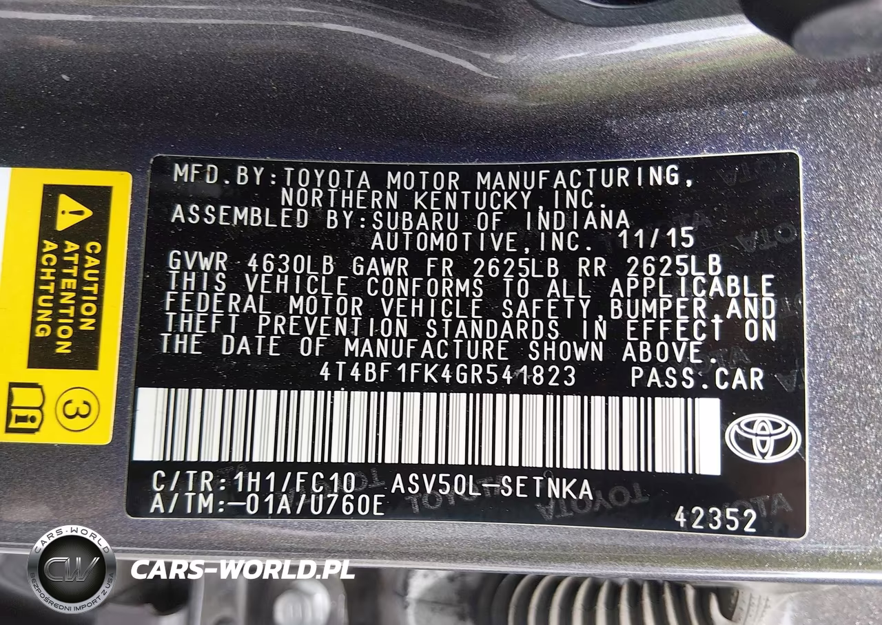2016 Toyota Camry Le VIN:4T4BF1FK4GR541823 - 9