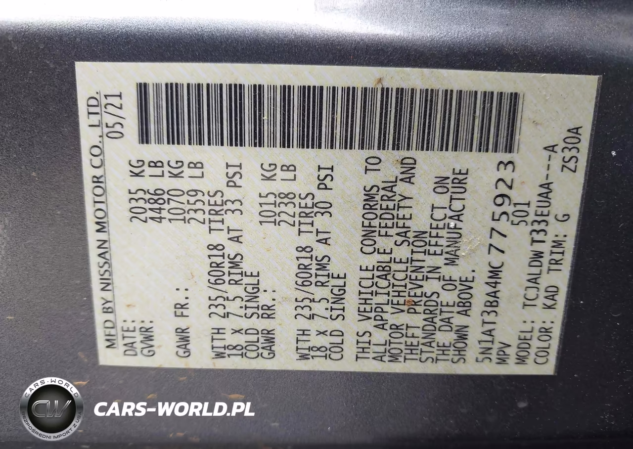 2021 Nissan Rogue Sv Fwd VIN:5N1AT3BA4MC775923 - 9
