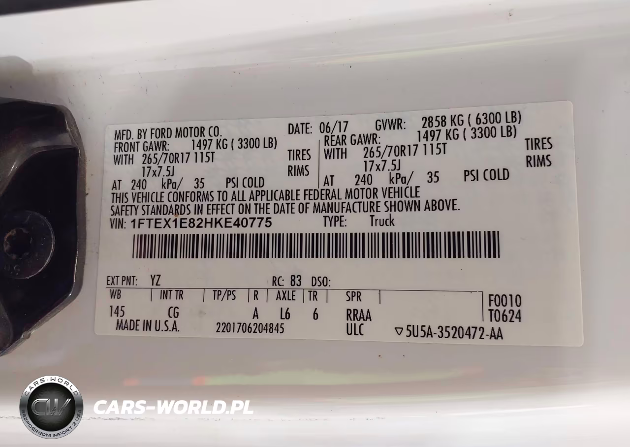 2017 Ford F-150 Xl VIN:1FTEX1E82HKE40775 - 9