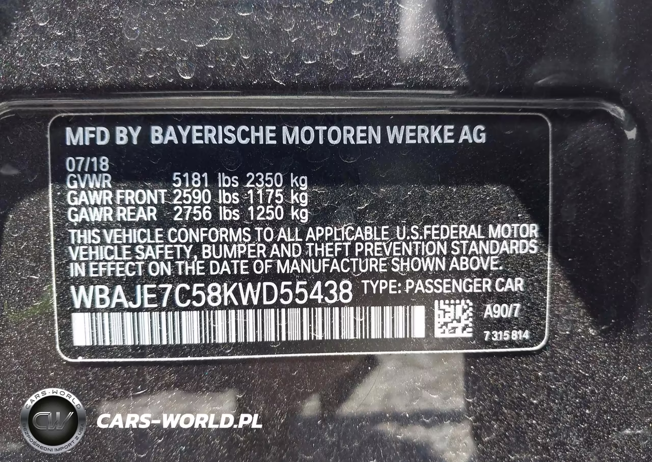 2019 BMW 540I xDrive VIN:WBAJE7C58KWD55438 - 9