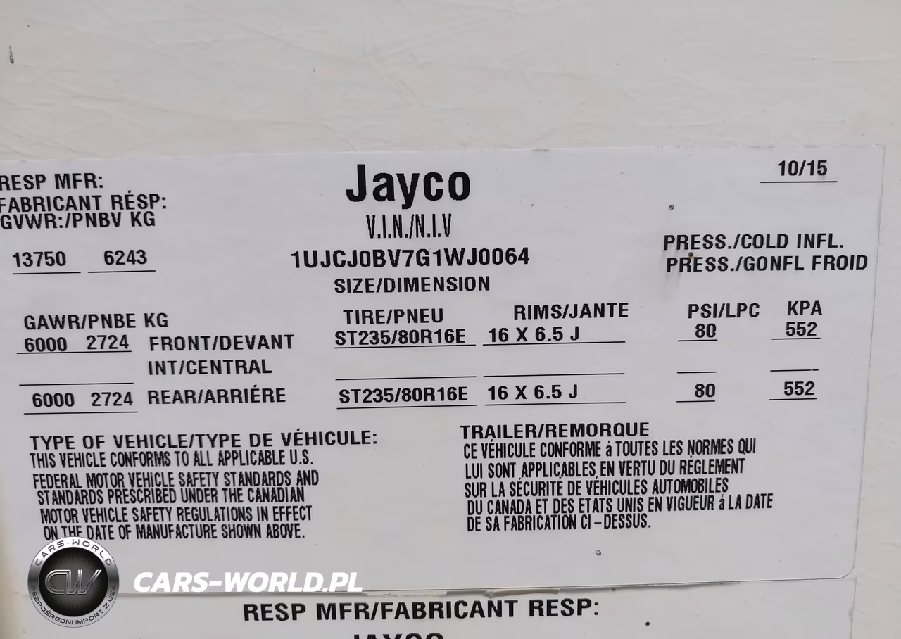 2016 Jayco Eagle VIN:1UJCJ0BV7G1WJ0064 - 9