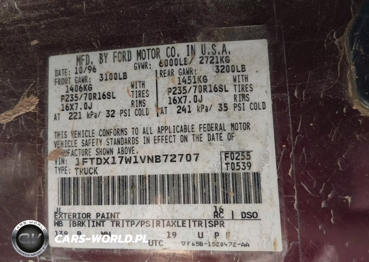 1997 Ford F-150 Lariat-Standard-Xl-Xlt VIN:1FTDX17W1VNB72707 - 9