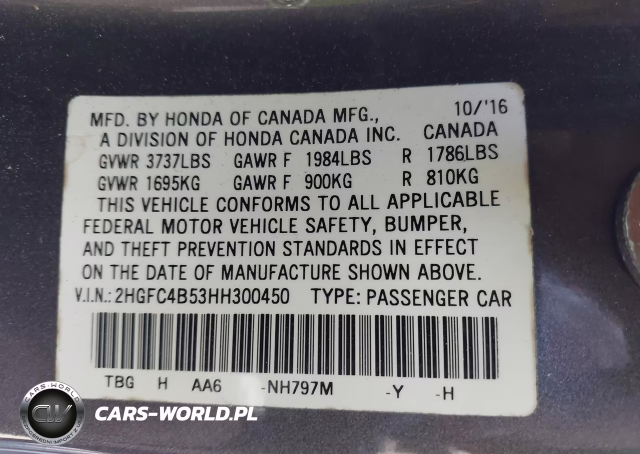 2017 Honda Civic Lx VIN:2HGFC4B53HH300450 - 9