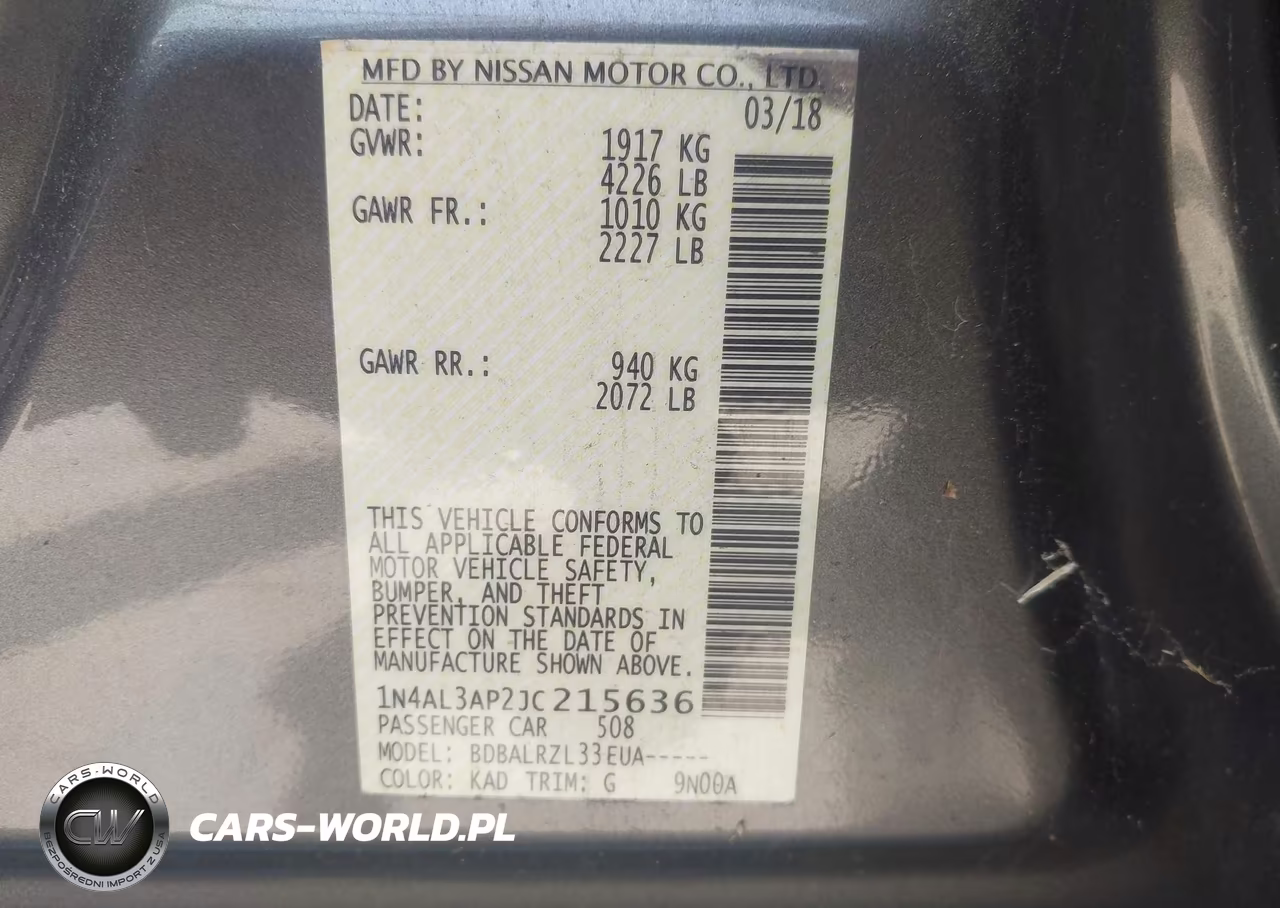 2018 Nissan Altima 2.5 Sl VIN:1N4AL3AP2JC215636 - 9