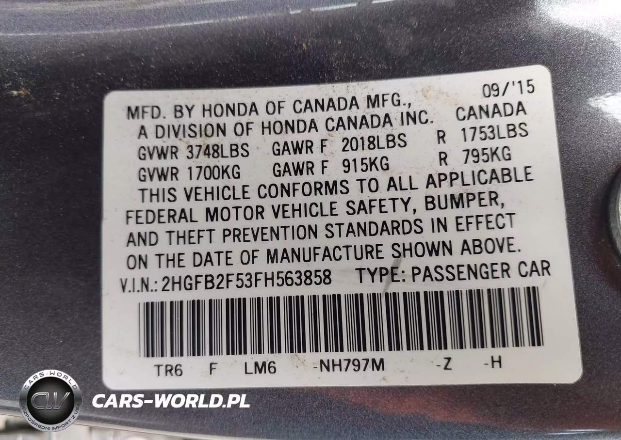 2015 Honda Civic Lx VIN:2HGFB2F53FH563858 - 9