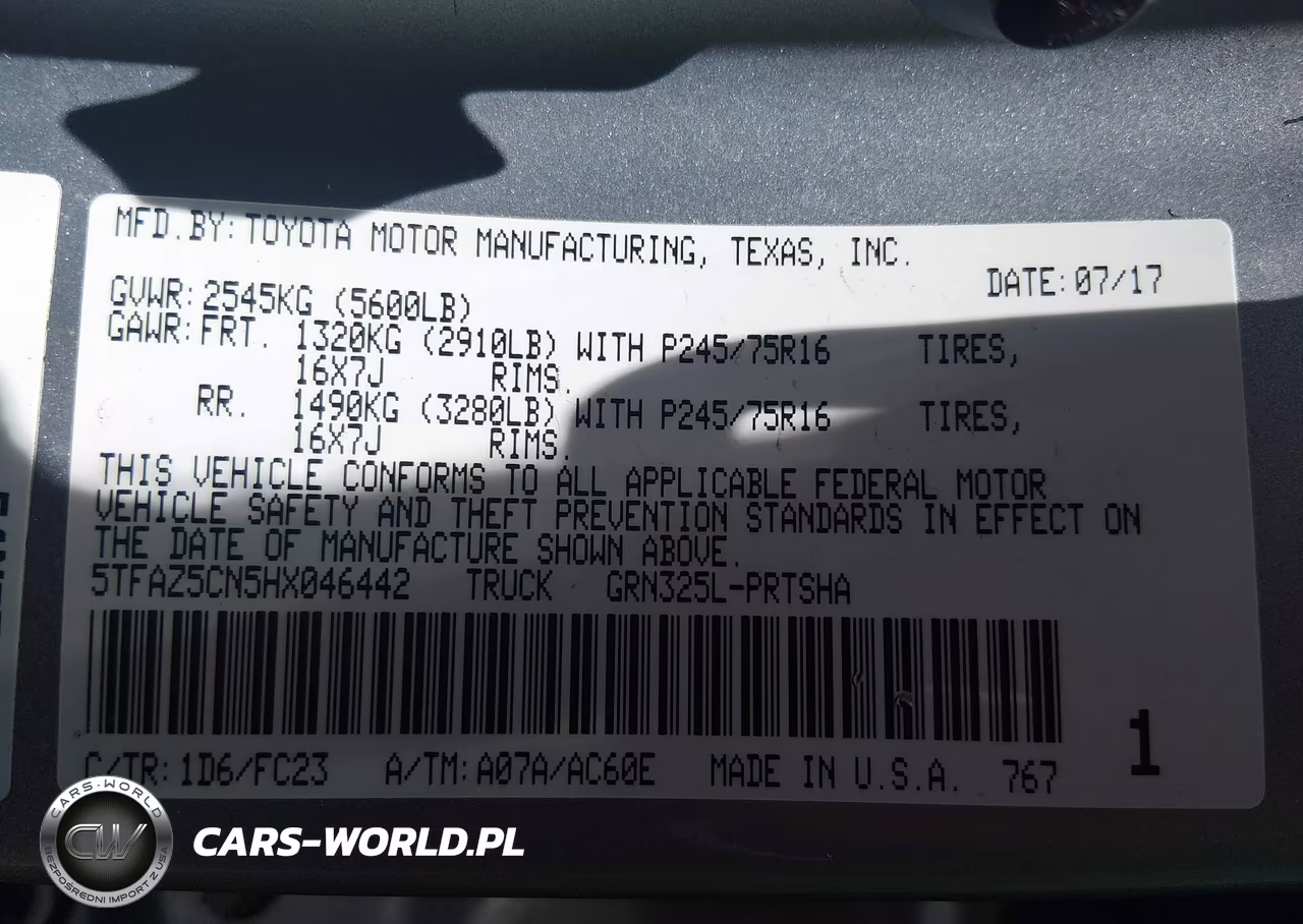 2017 Toyota Tacoma Sr5 V6 VIN:5TFAZ5CN5HX046442 - 9