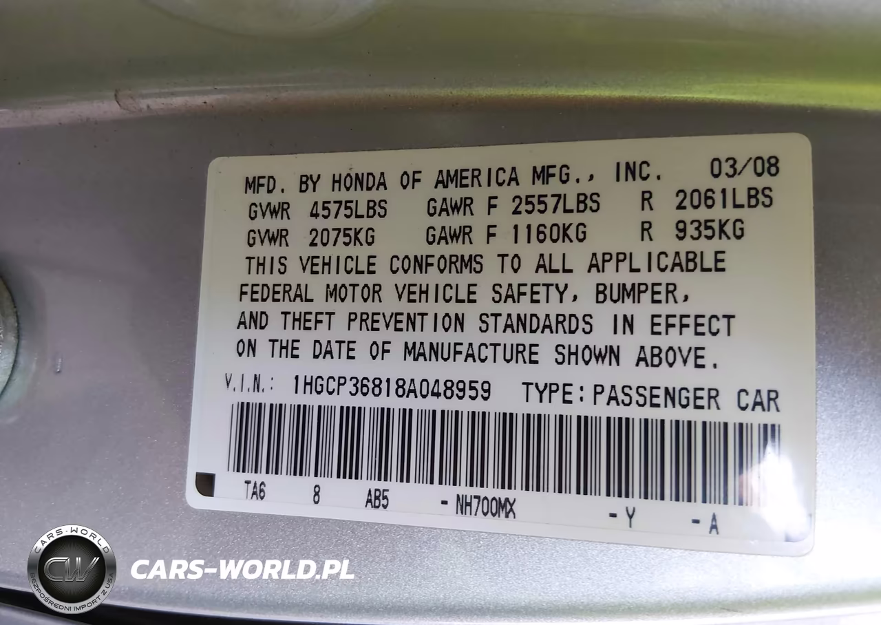 2008 Honda Accord 3.5 Ex-L VIN:1HGCP36818A048959 - 9