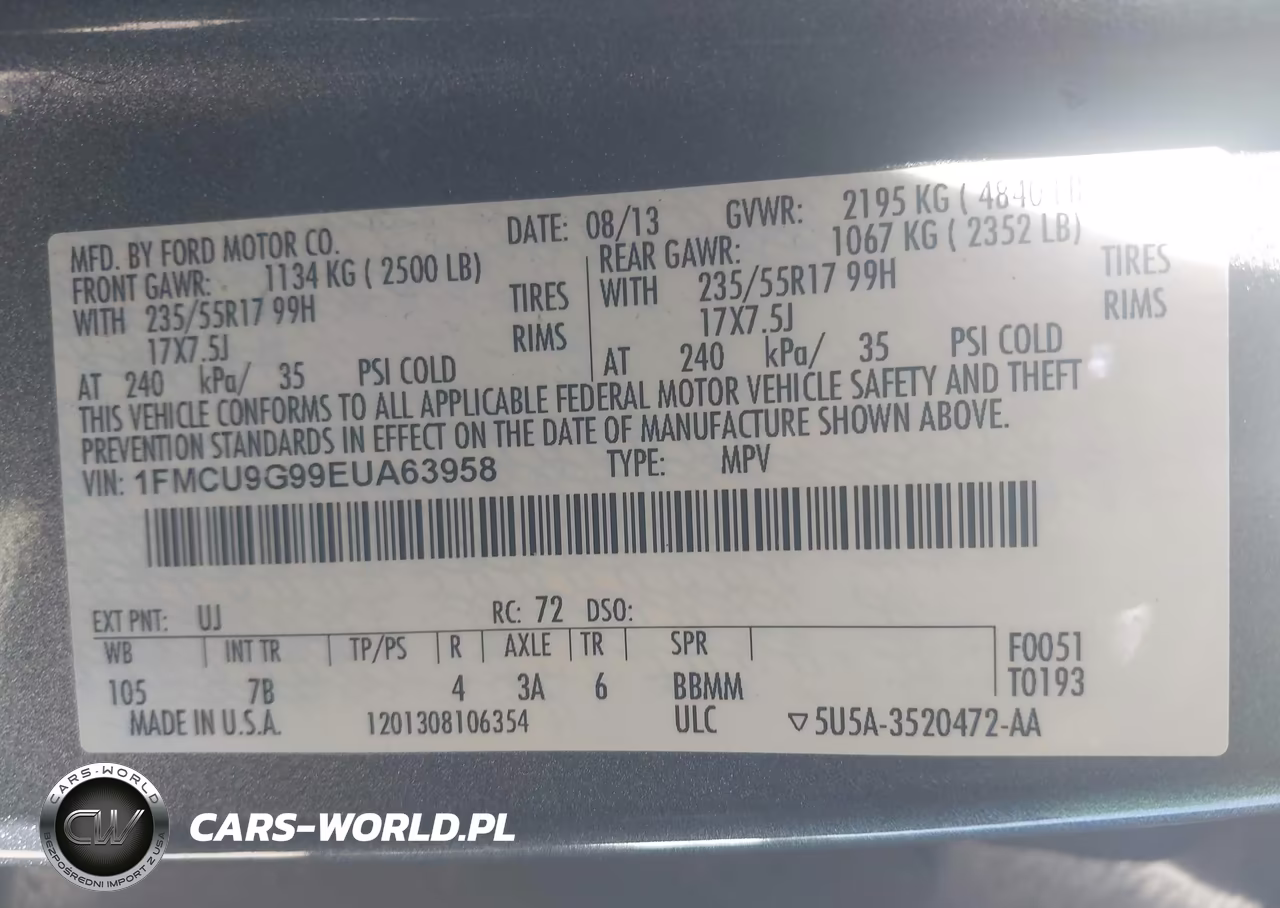 2014 Ford Escape Se VIN:1FMCU9G99EUA63958 - 9