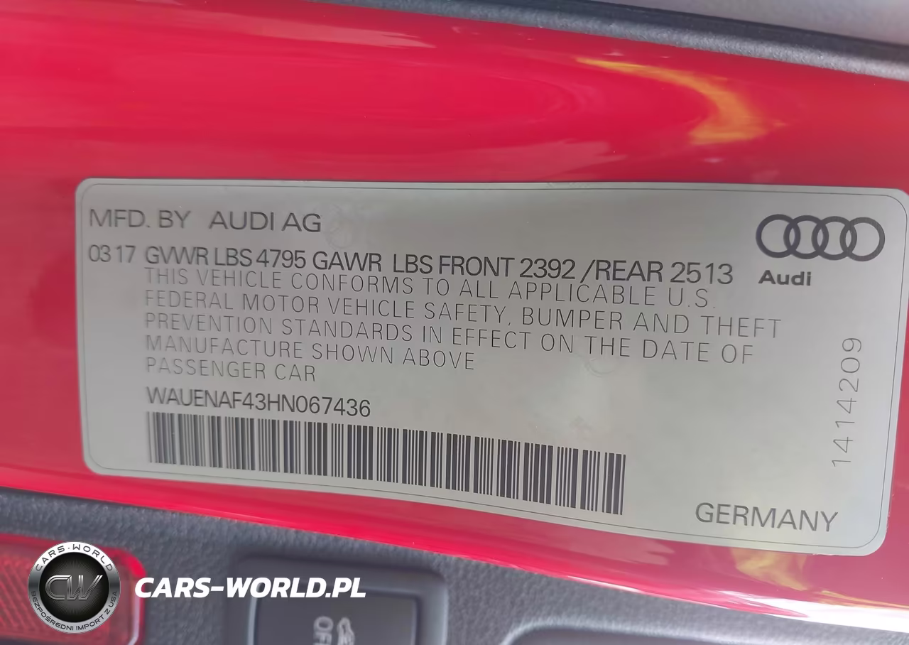 2017 Audi A4 2.0T Premium VIN:WAUENAF43HN067436 - 9