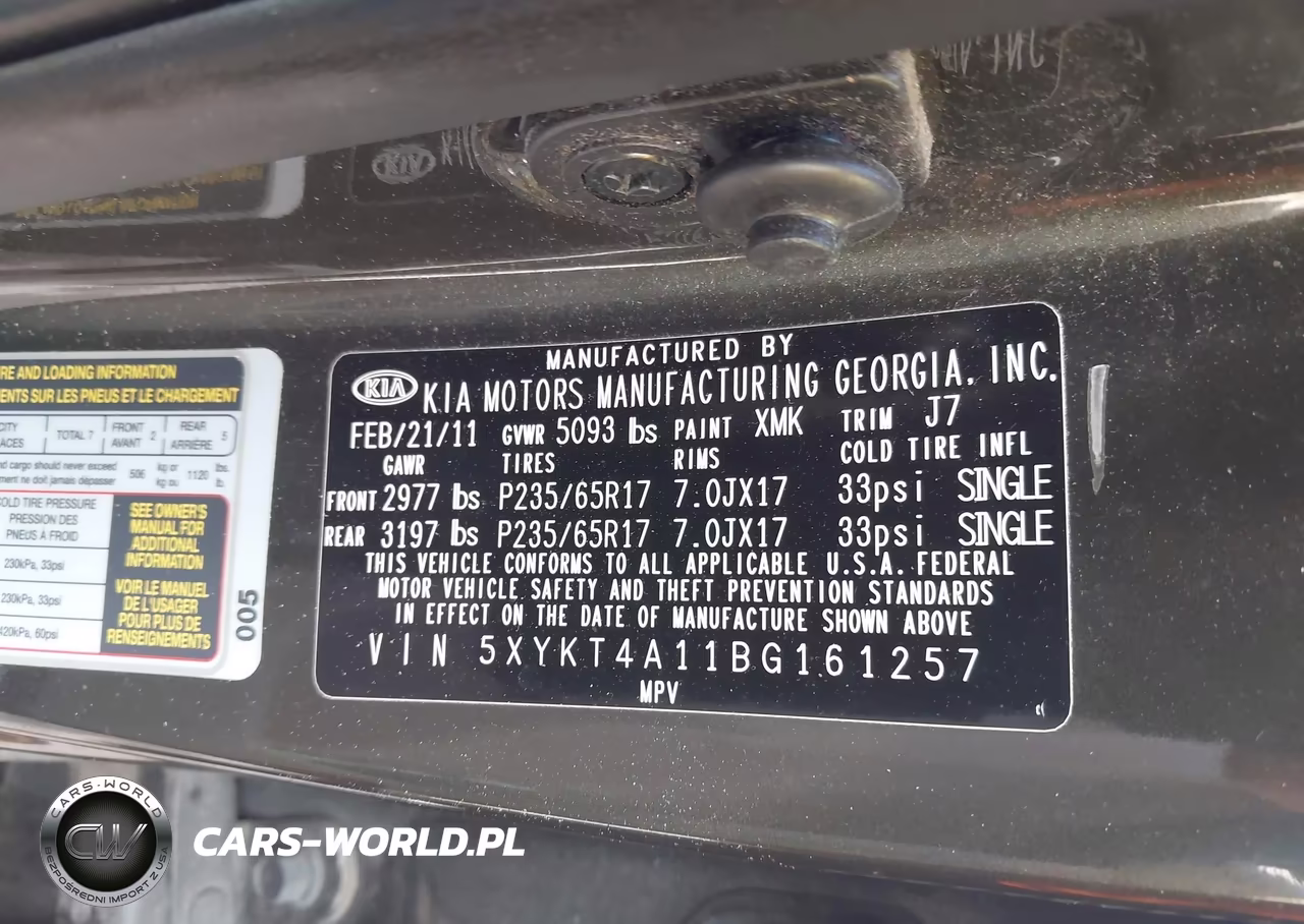 2011 Kia Sorento Lx VIN:5XYKT4A11BG161257 - 9