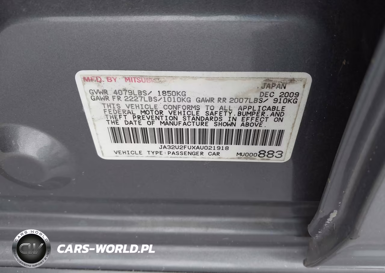 2010 Mitsubishi Lancer Es VIN:JA32U2FUXAU021918 - 9