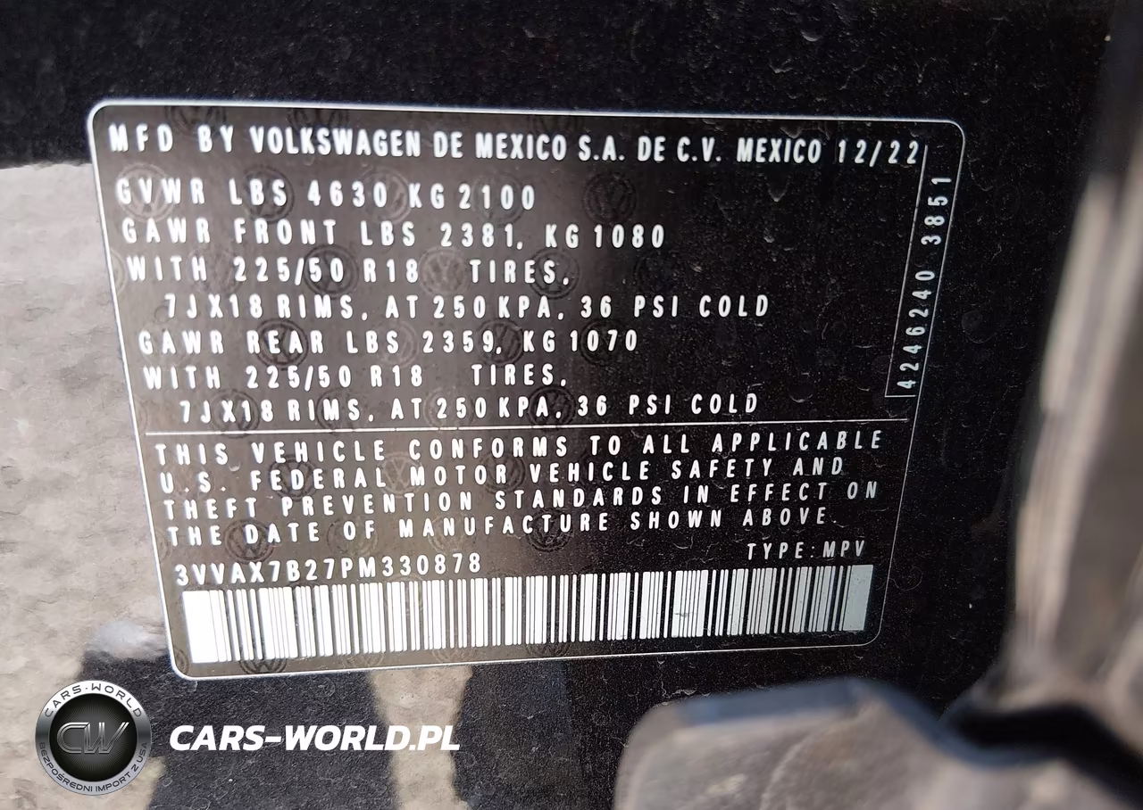 2023 Volkswagen Taos 1.5T S VIN:3VVAX7B27PM330878 - 9