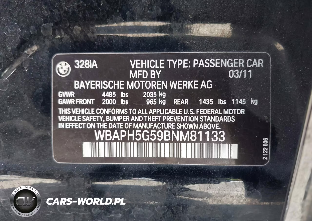 2011 BMW 328I VIN:WBAPH5G59BNM81133 - 9