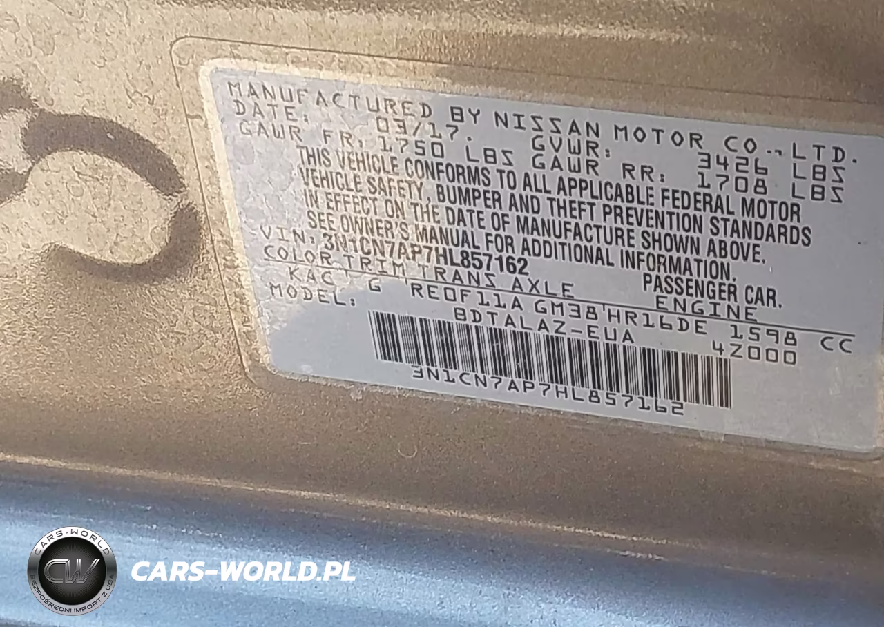 2017 Nissan Versa 1.6 S+ VIN:3N1CN7AP7HL857162 - 9