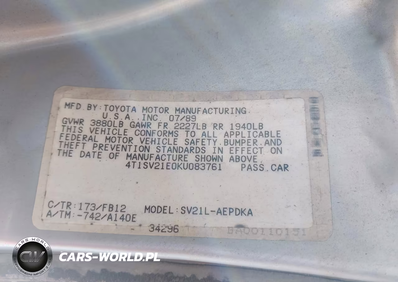 1989 Toyota Camry Dlx VIN:4T1SV21E0KU083761 - 9