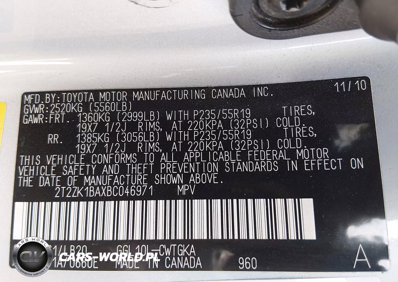 2011 Lexus Rx 350 VIN:2T2ZK1BAXBC046971 - 9