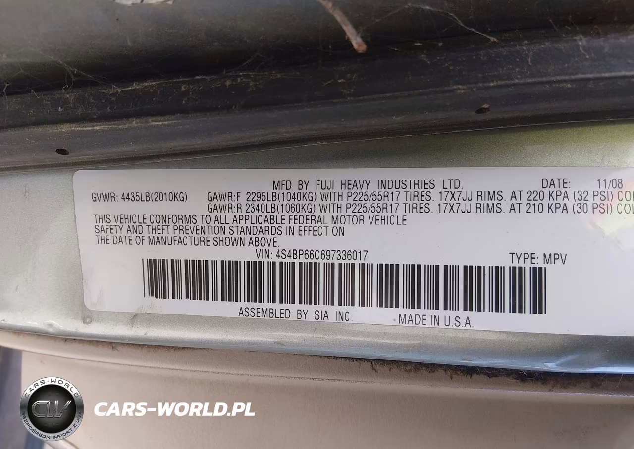 2009 Subaru Outback 2.5I Limited VIN:4S4BP66C697336017 - 9