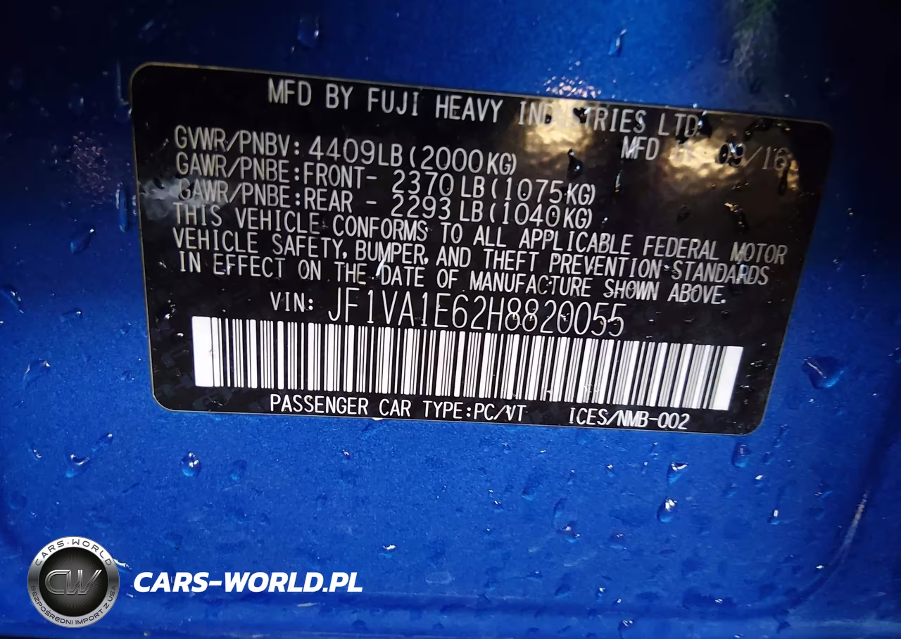 2017 Subaru Wrx Premium VIN:JF1VA1E62H8820055 - 9