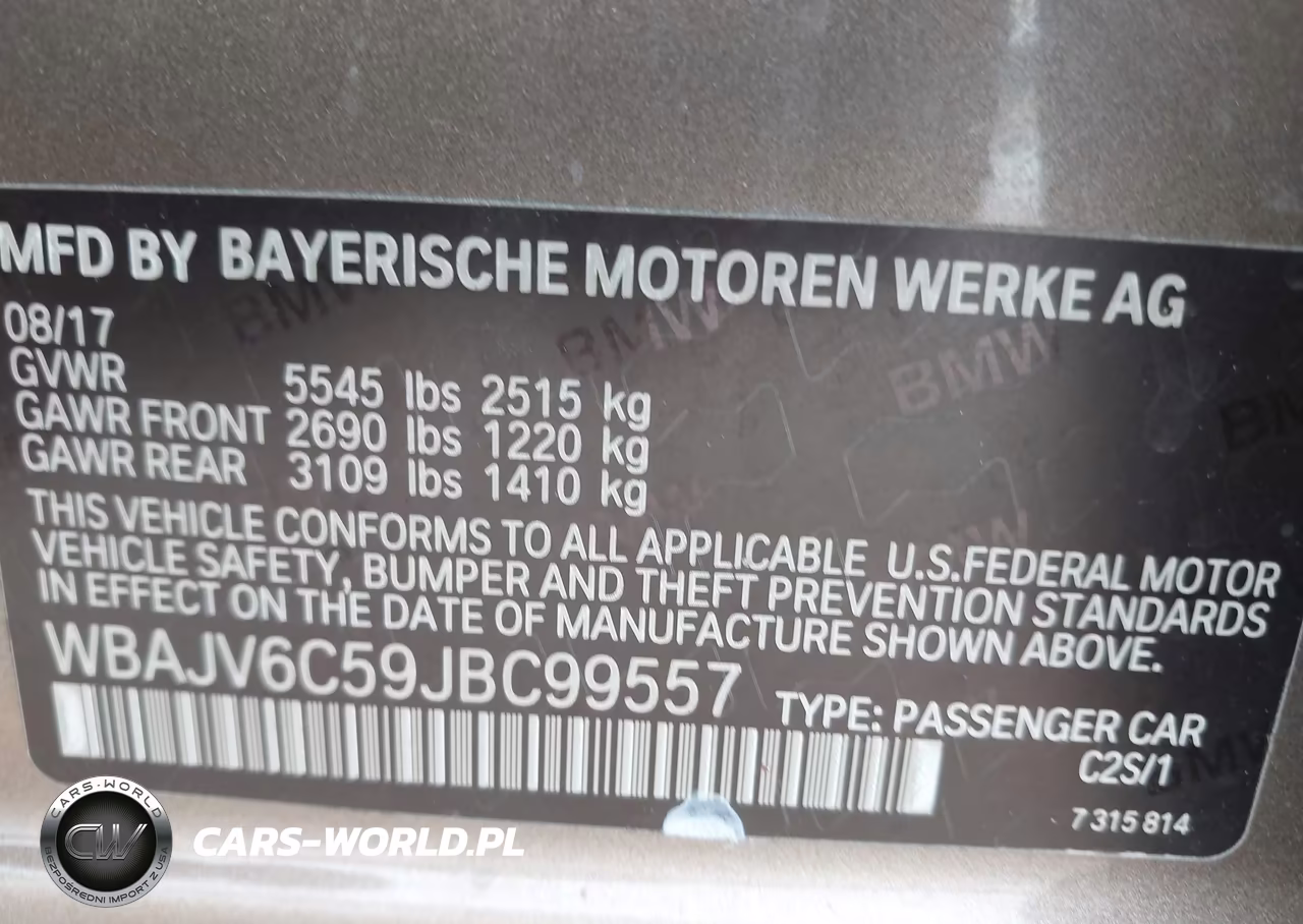 2018 BMW 640I Gran Turismo xDrive VIN:WBAJV6C59JBC99557 - 9