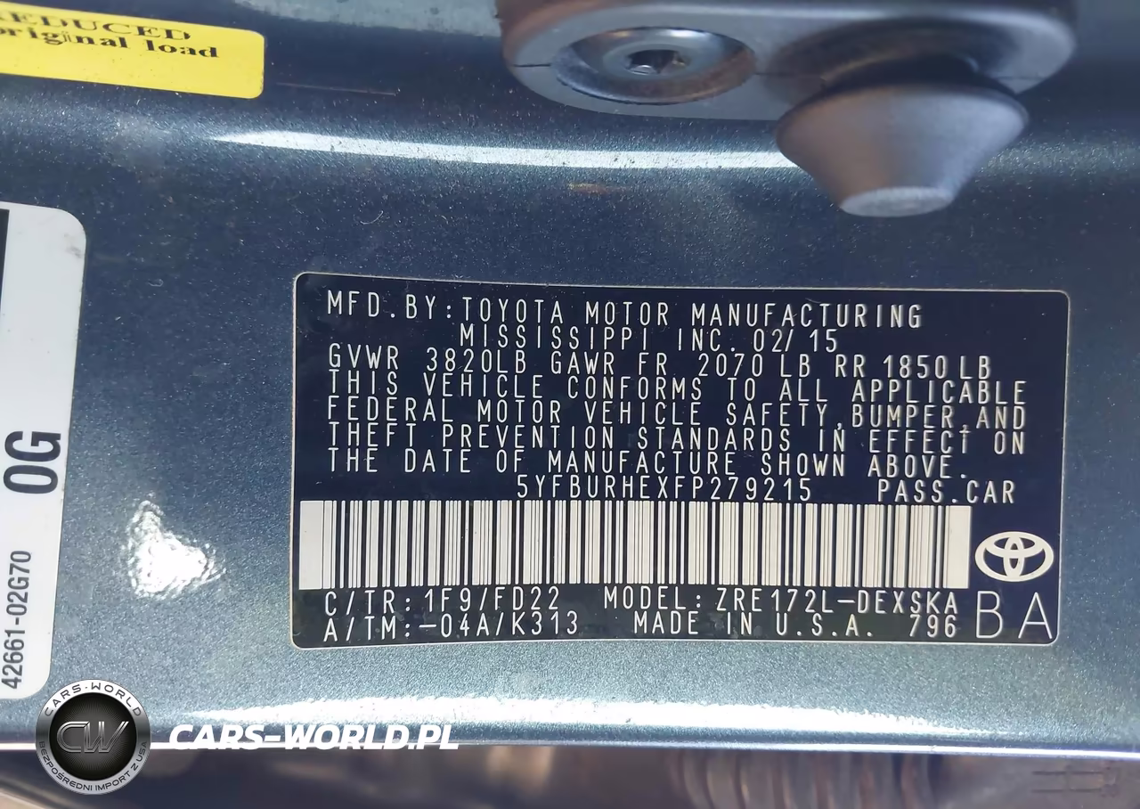 2015 Toyota Corolla S VIN:5YFBURHEXFP279215 - 9