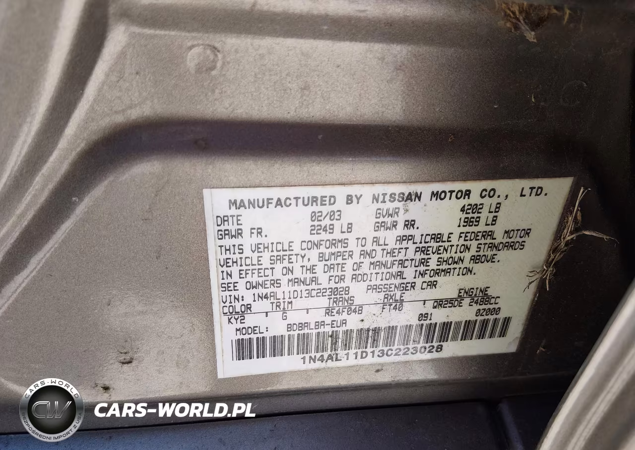 2003 Nissan Altima 2.5 S VIN:1N4AL11D13C223028 - 9