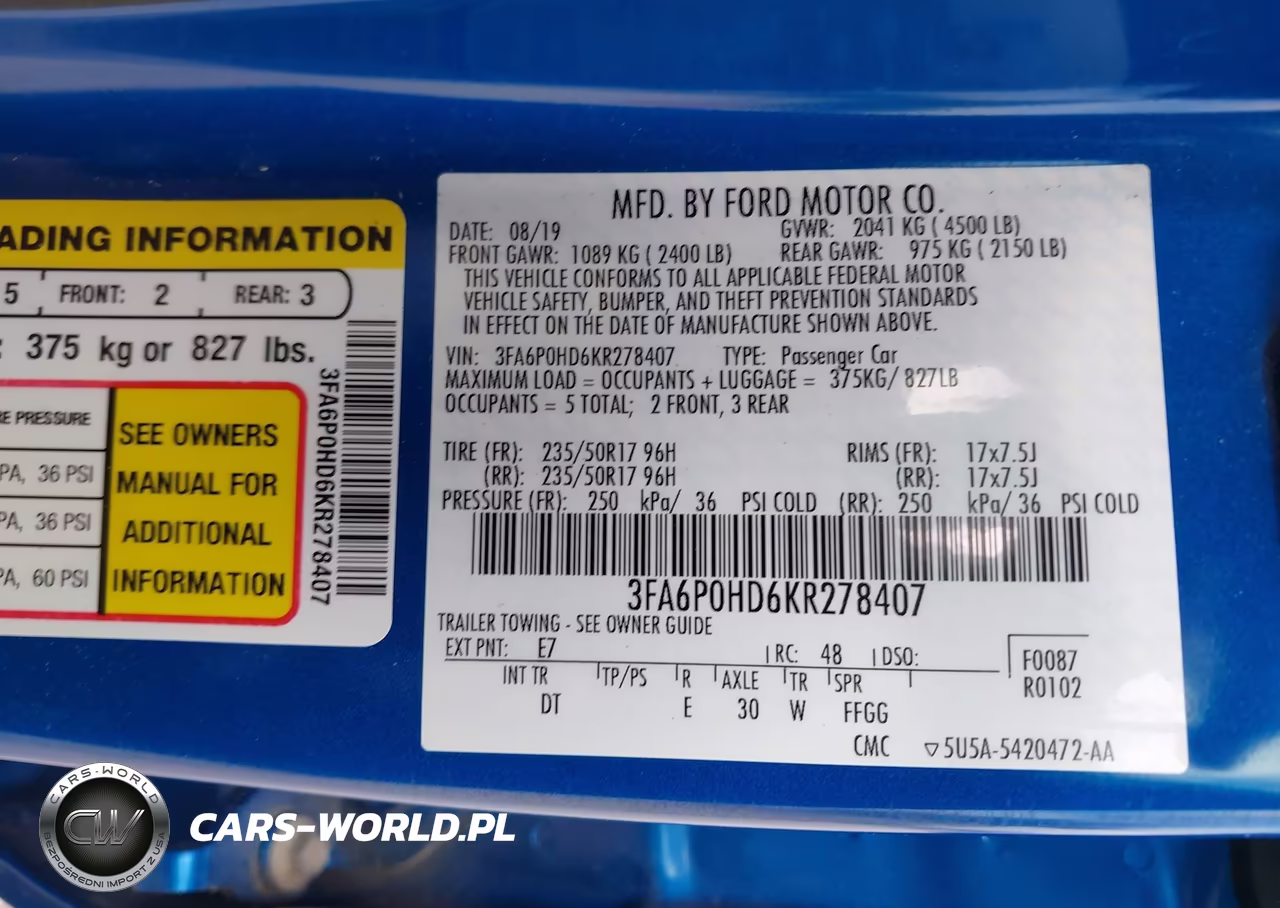 2019 Ford Fusion Se VIN:3FA6P0HD6KR278407 - 9