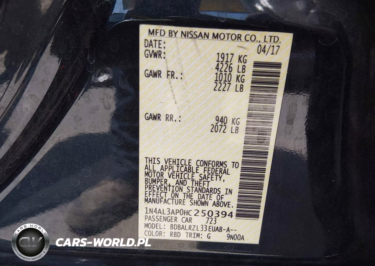 2017 Nissan Altima 2.5 Sl VIN:1N4AL3AP0HC250394 - 9