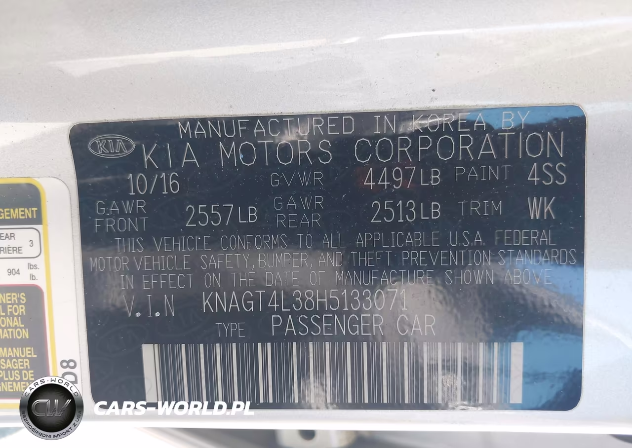 2017 Kia Optima Lx VIN:KNAGT4L38H5133071 - 9