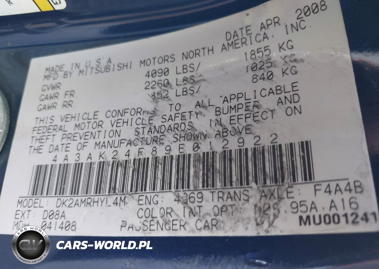 2009 Mitsubishi Eclipse Gs VIN:4A3AK24F89E012922 - 9